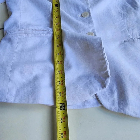 Banana Republic Blazer Womens  White Linen Blend Lightweight Butron Jacket Sz 14 - Picture 10 of 12